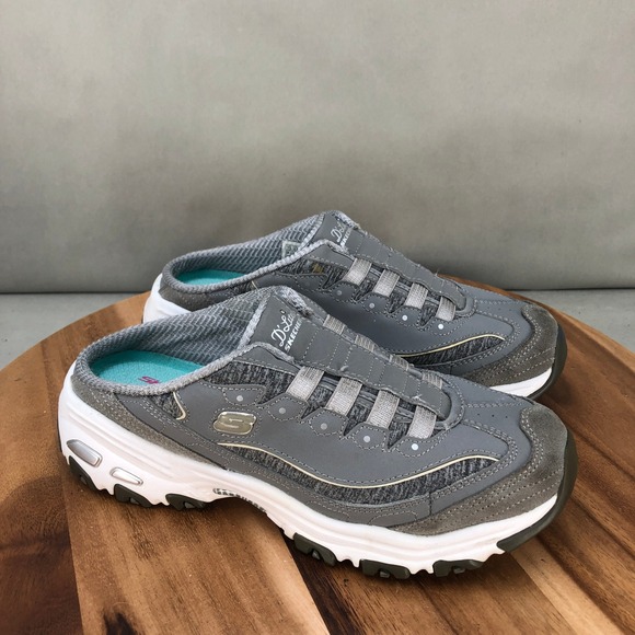 Skechers D'Lites Memory Foam Air Cooled Gray Mule Sneakers Womens Size 7.5 - Picture 1 of 8
